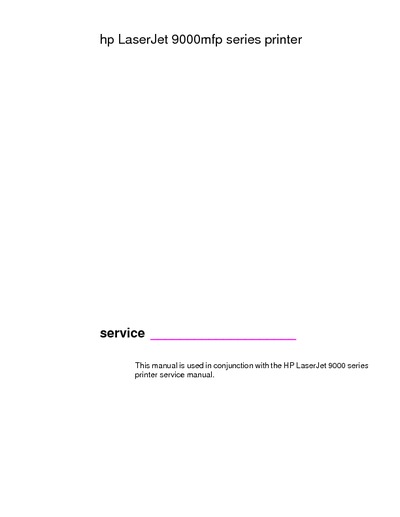 HP LaserJet 9000mfp Service Manual