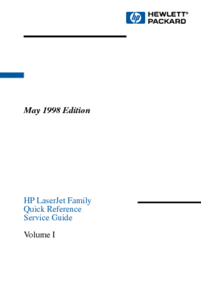 HP LaserJet Family Quick Reference Service Guide Volume I