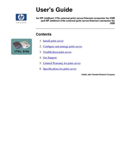 HP Jetdirect Print Server 175-310X User Guide