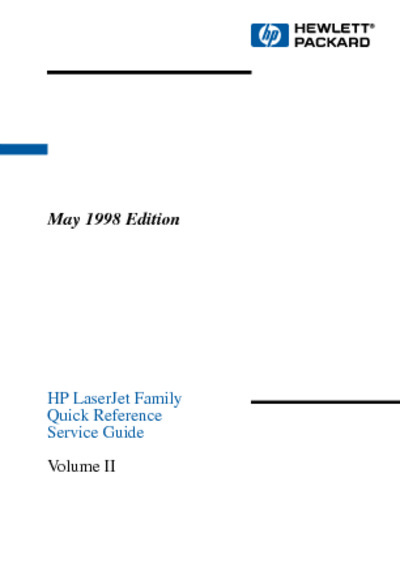 HP LaserJet Family Quick Reference Service Guide Volume II