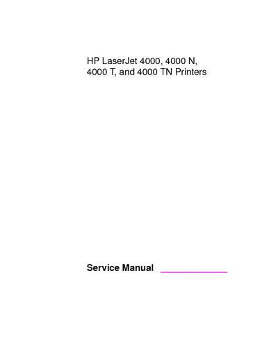 HP LaserJet 4000 Service Manual