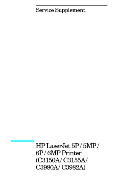 HP LaserJet 5P, 6P Service Manual