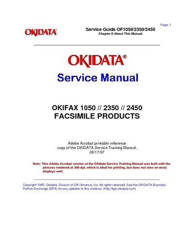 Okidata Fax 1050, 2350, 2450 Service Manual