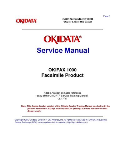 Okidata Fax 1000 Service Manual