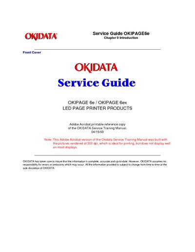 Okidata Okipage 6e-6ex Service Manual