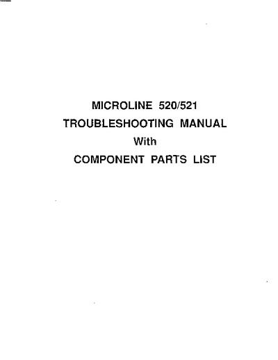 Okidata ML 520, 521 Troubleshooting Manual