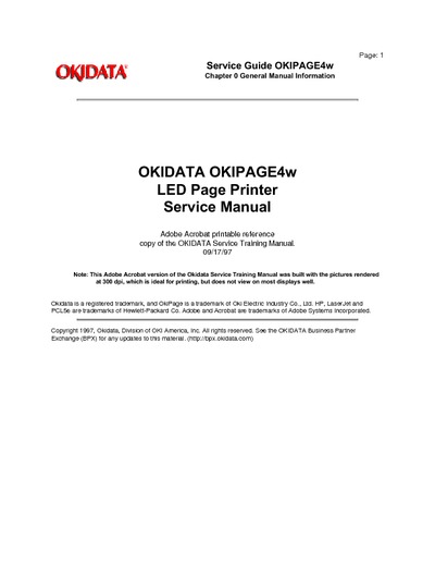 Okidata Okipage 4w Service Manual