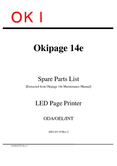 Okidata Okipage 14e Parts Manual