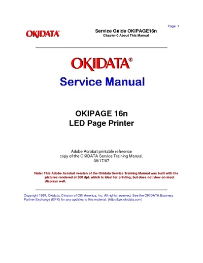 Okidata Okipage 16n Service Manual