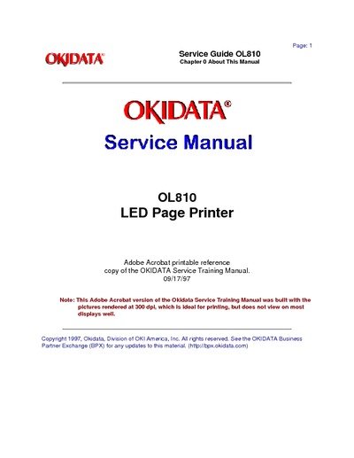 Okidata OL 810 Service Manual