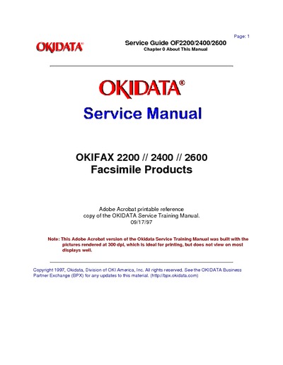 Okidata Fax 2200, 2400,2600 Service Manual