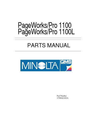 Konica Minolta QMS pagepro 1100 Parts Manual