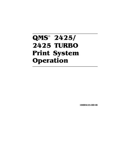 Konica Minolta QMS 2425 Print System Operation