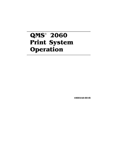 Konica Minolta QMS 2060 Print System Operation