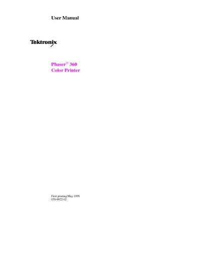 Tektronix Phaser 360 User Manual