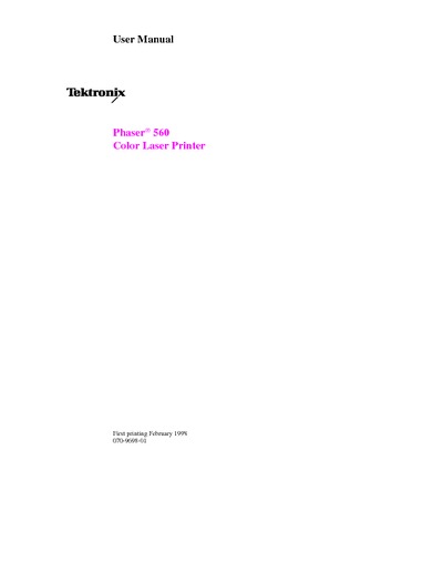 Tektronix Phaser 560 User Manual