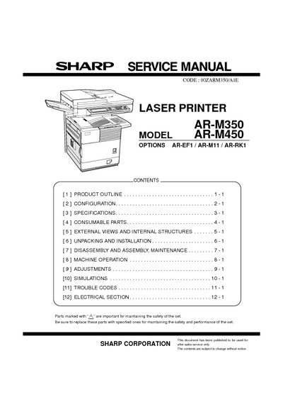 Sharp AR-M350, 450 Service Manual