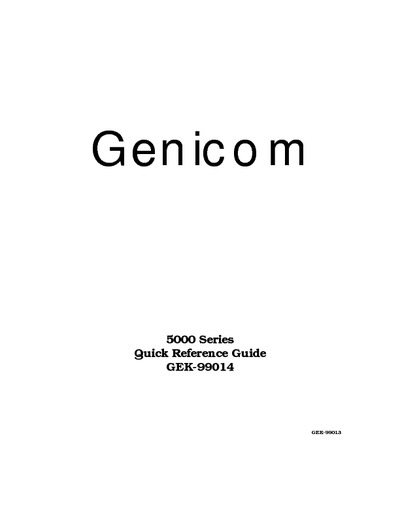 Genicom 5000 Series Quick Reference Guide