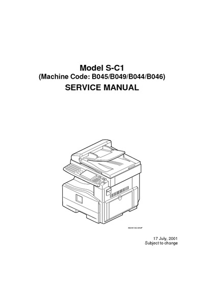 Ricoh aficio1013 (machinecode s-c12, b044,b045,b046,b049) Service Manual