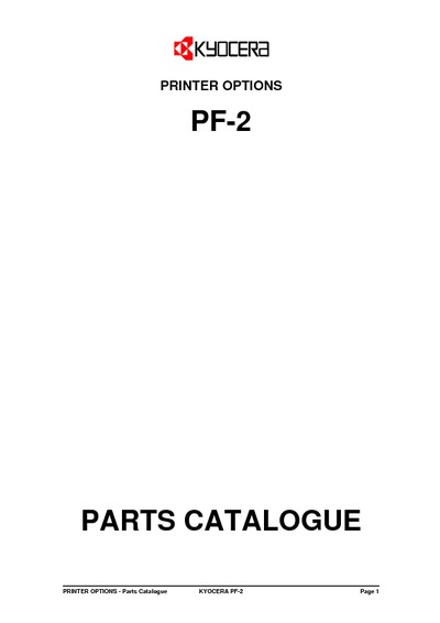 Kyocera Paper Feeder PF-2 Parts Manual