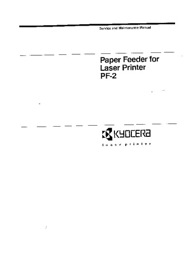 Kyocera Paper Feeder PF-2 Service Manual