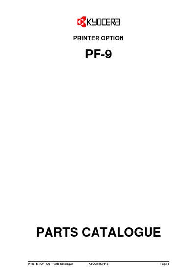 Kyocera Paper Feeder PF-9 Parts Manual