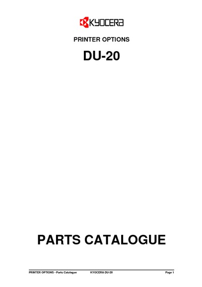 Kyocera Duplexer DU-20 Parts Manual