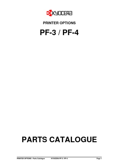 Kyocera Paper Feeder PF-34 Parts Manual