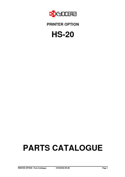 Kyocera Stacker HS-20 Parts Manual