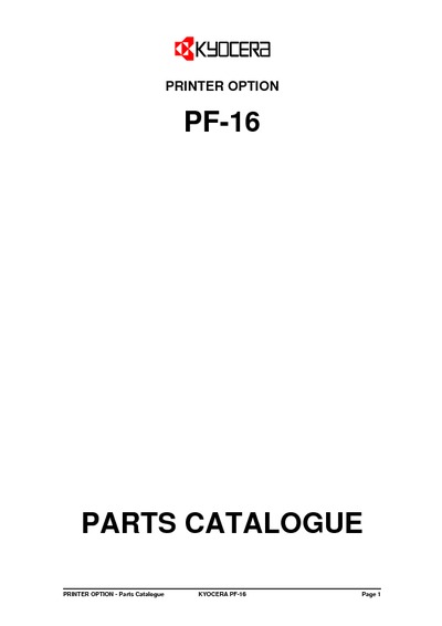 Kyocera Paper Feeder PF-16 Parts Manual