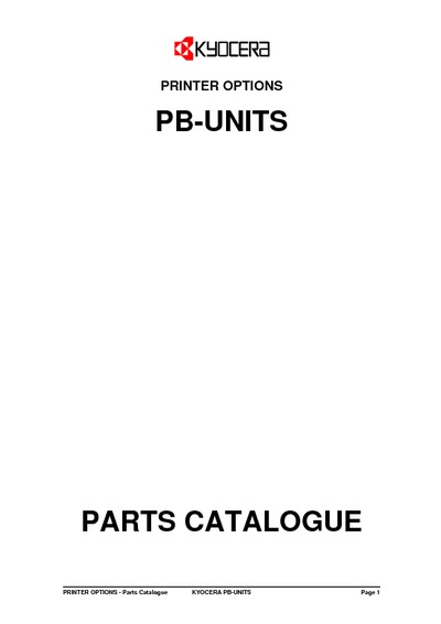 Kyocera PB Units Parts Manual