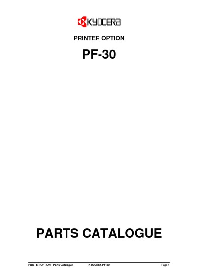 Kyocera Paper Feeder PF-30 Parts Manual