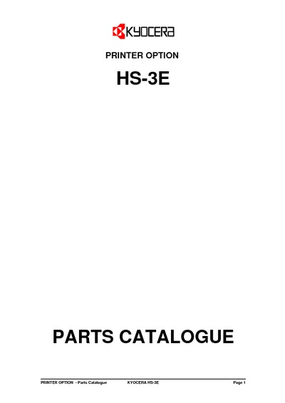 Kyocera Stacker HS-3e Parts Manual
