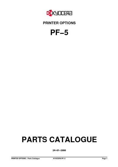 Kyocera Paper Feeder PF-5 Parts Manual