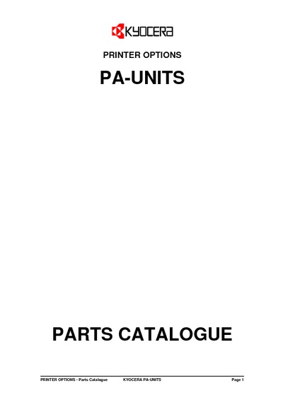 Kyocera PA-Units Parts Manual