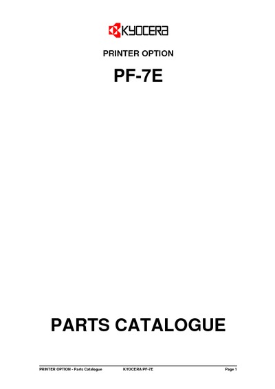 Kyocera Paper Feeder PF-7e Parts Manual