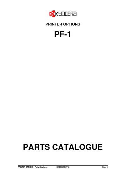 Kyocera Paper Feeder PF-1 Parts Manual