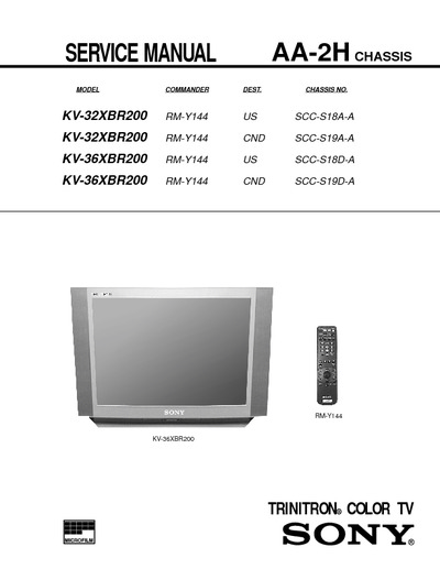 Sony TV KV-36XBR200 ch:s AA-2H