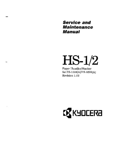 Kyocera handler Stacker HS-1, 2 Service Manual
