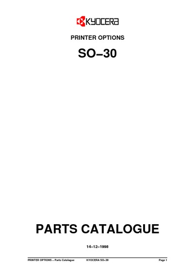 Kyocera Sorter SO30 Parts Manual