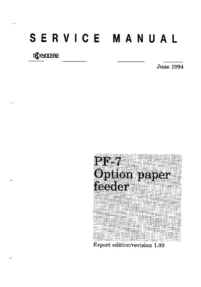 Kyocera Paper Feeder PF-7 Service Manual