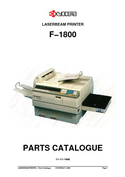 Kyocera F-1800 Parts Manual