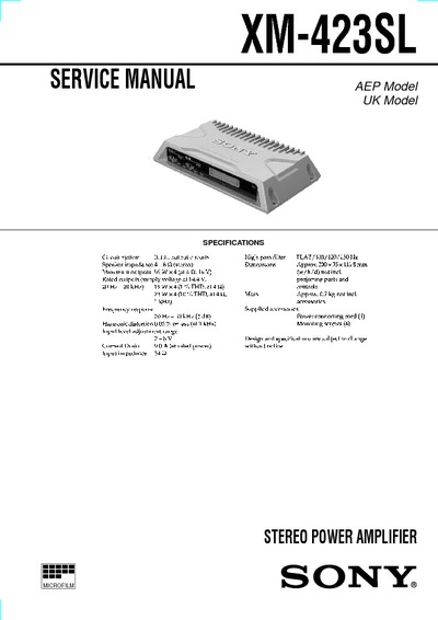 SONY XM-423XL Car Power Amplifier