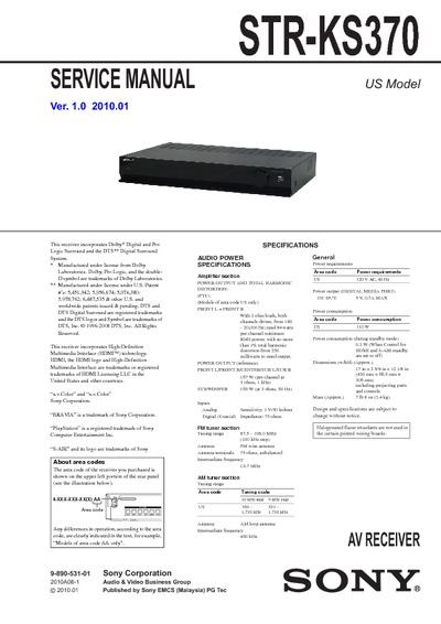 SONY STR-KS370 Ver.1.0 2010.01