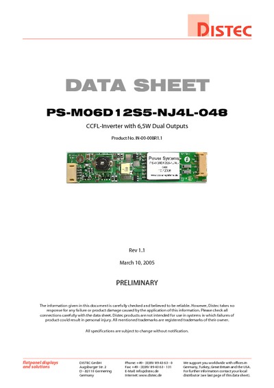 PS-M06D12S5-NJ4L-048 IN-00-008R1.1 Rev1.1 10.03.2005