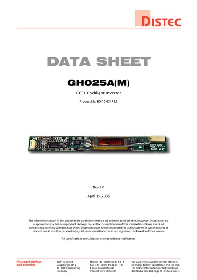 GH025A M HD-10-034R1.1 Rev1 15.04.2005