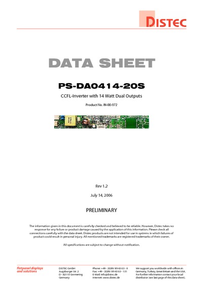 PS-DA0414-20S IN-00-072 Rev1.2 14.07.2006