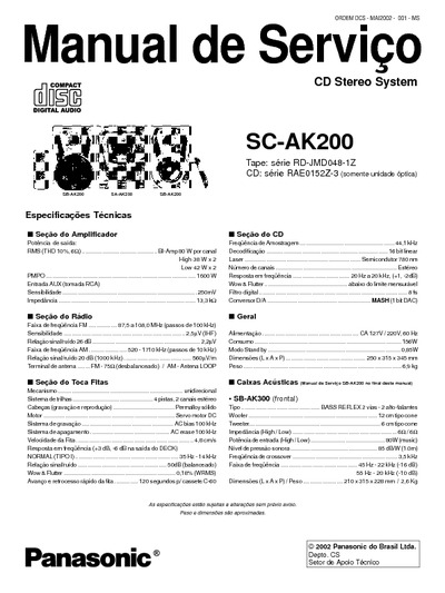 Panasonic CD Stereo System SC-AK200