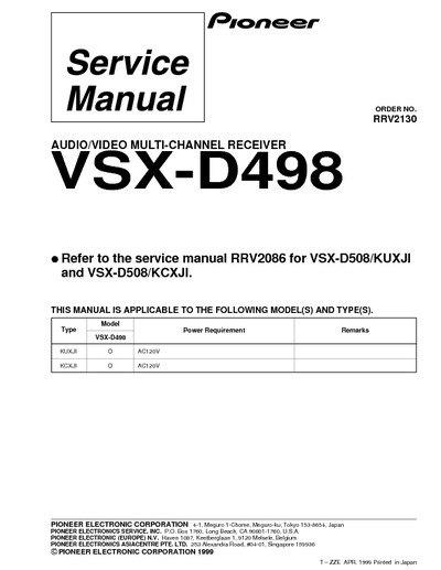 Pioneer VSX-D498, VSX-D508