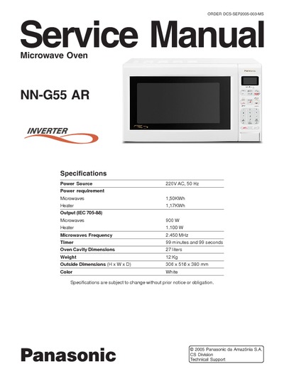Panasonic NN-G55AR - Microondas
